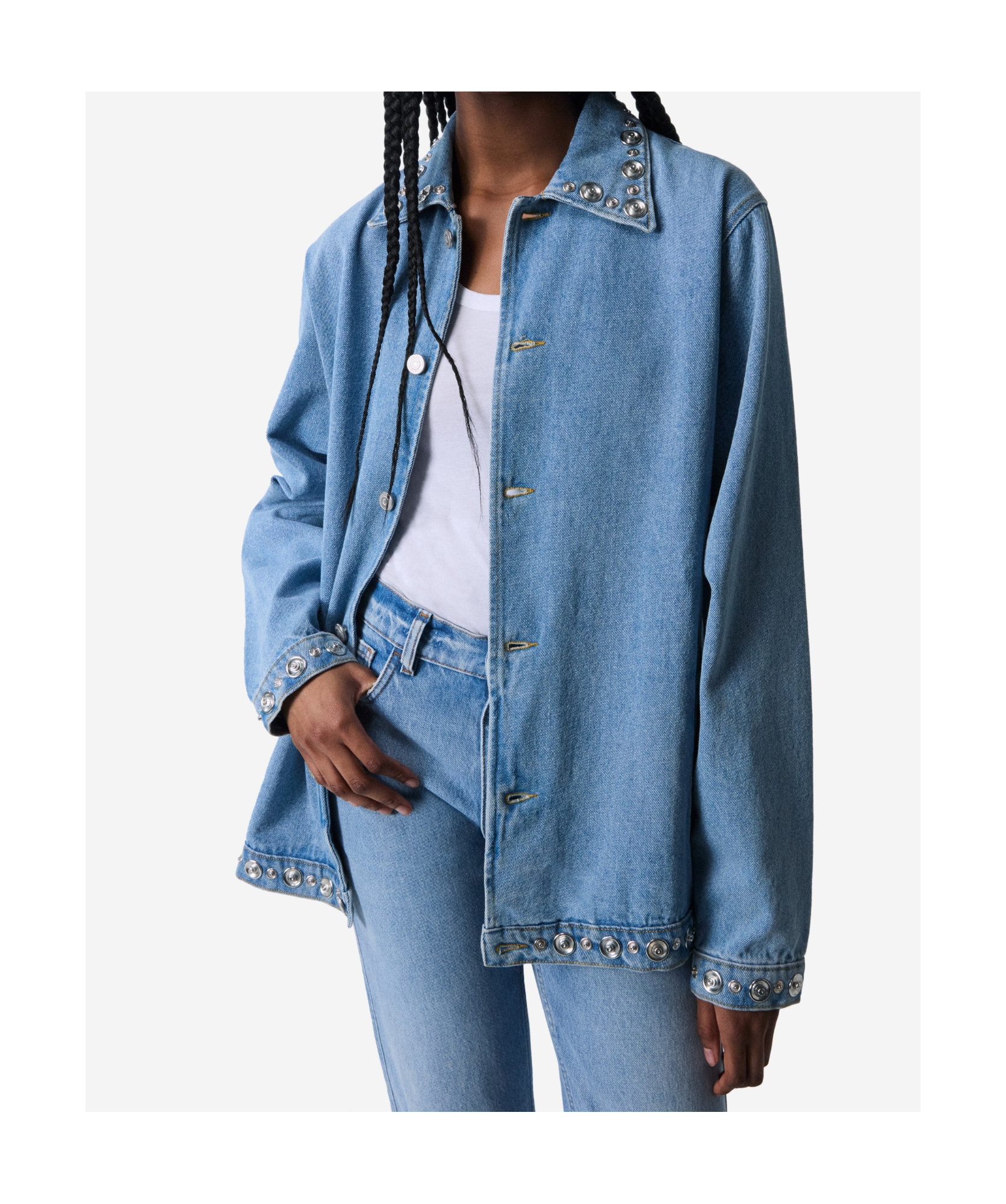 Coperni Collared Casual Jacket Studded Accents In Blue