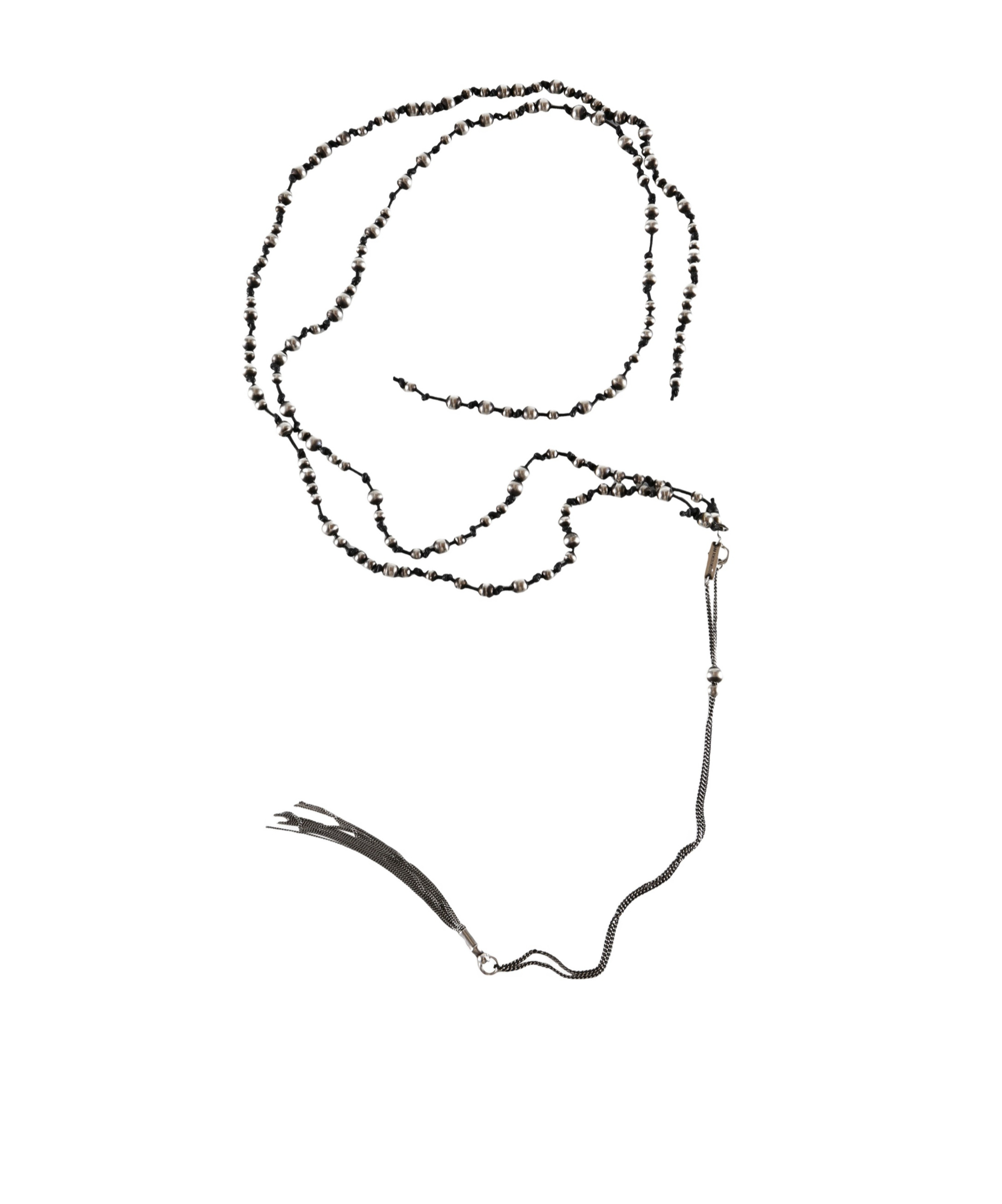 Ann Demeulemeester Pia Long Pearls And Chain Necklace In Metallic