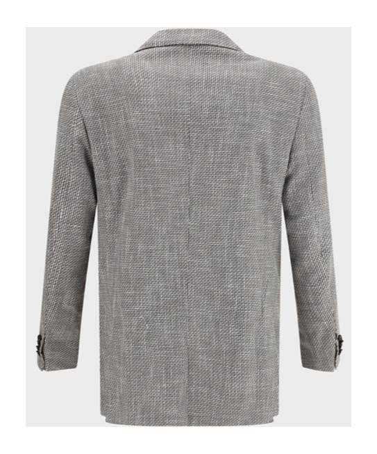 Shop Kiton Long Sleeve Blazer In Gray