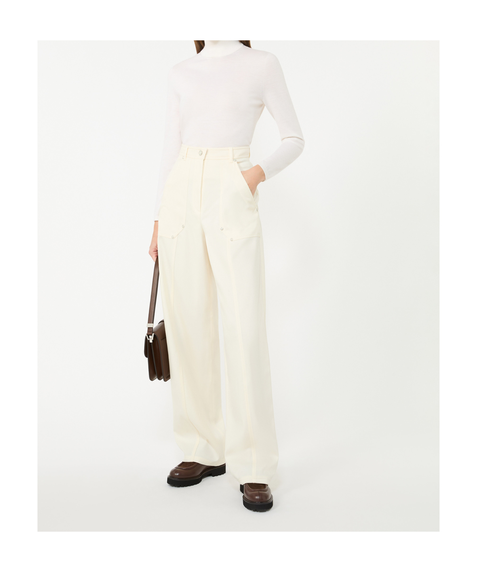 Max Mara Abetaia Pure Wool Trousers In White