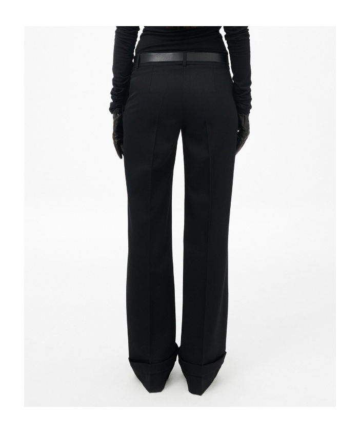 Our Legacy High-waisted Wide-leg Trousers With Tailored Cuff Hem In Black