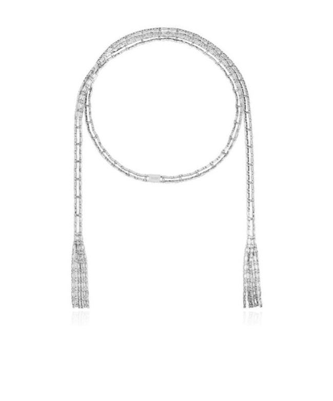 Dsquared2 Baguette-cut Tassel-embellished Necklace In White