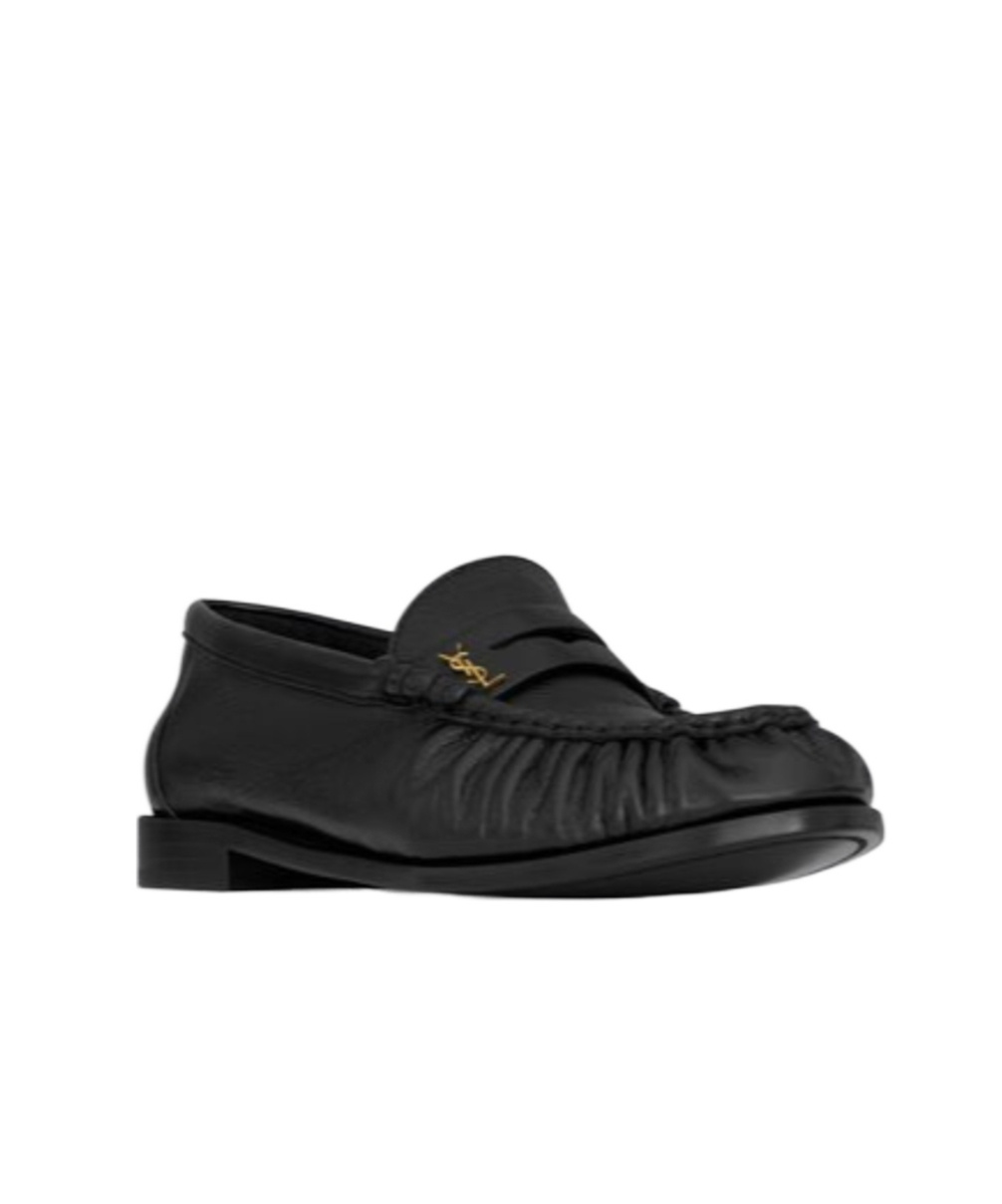 SAINT LAURENT LE LOAFER PENNY SLIPPERS IN SHINY CREASED LEATHER