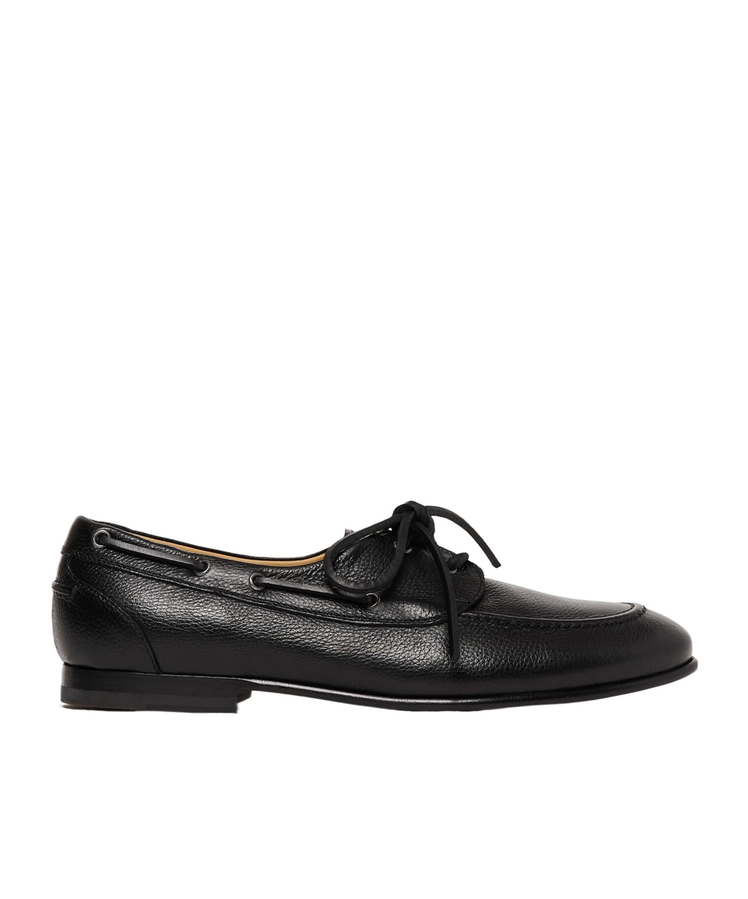 Scarosso Ginevro Leather Lace-up Boat Shoes In Black
