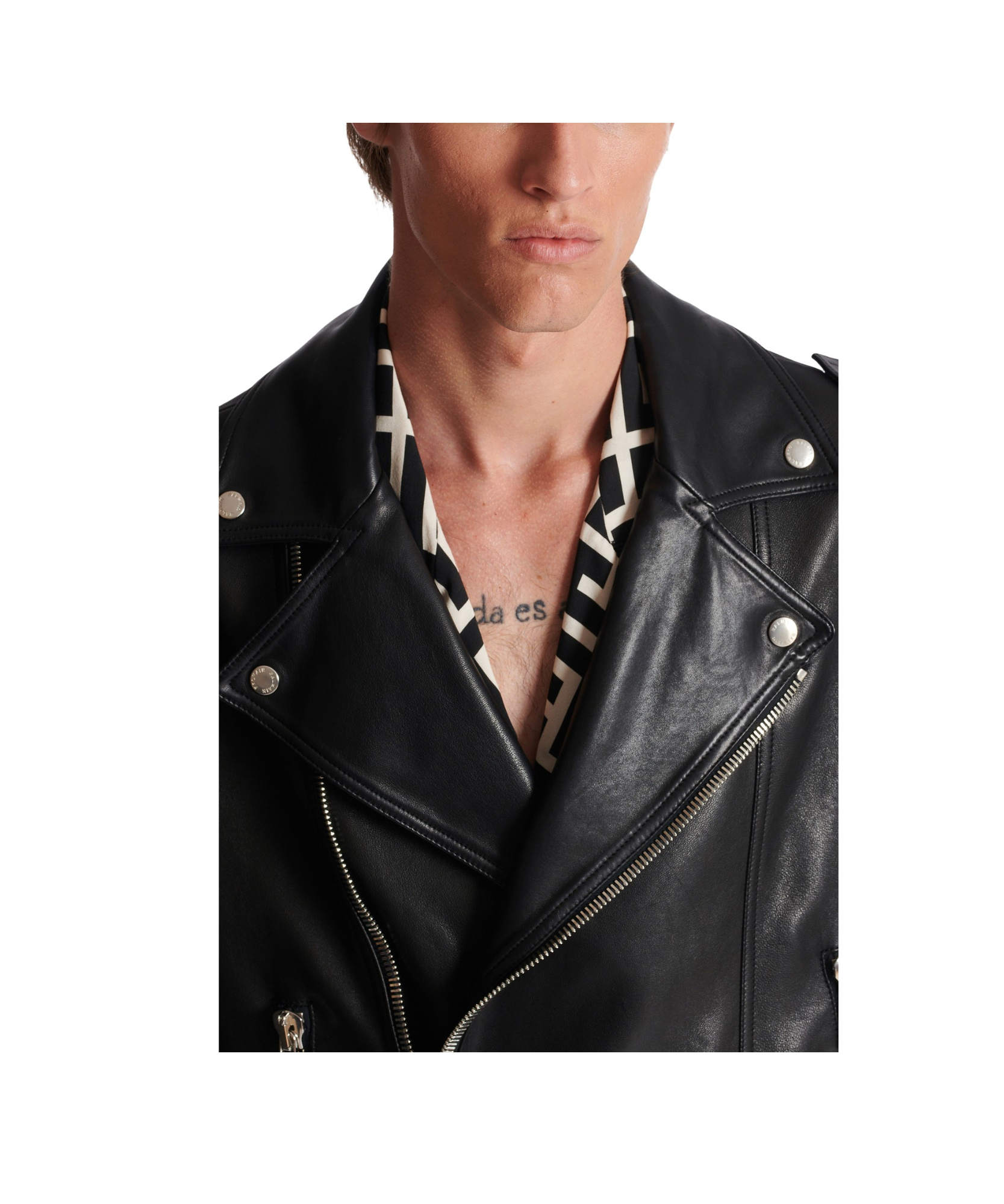 BALMAIN LONG SLEEVE LEATHER JACKET