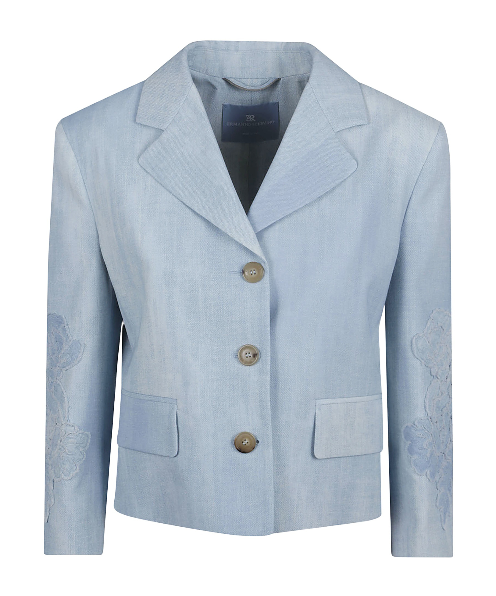 Ermanno Scervino Tailored Jacket With Embroidered Notched Lapel In Gray