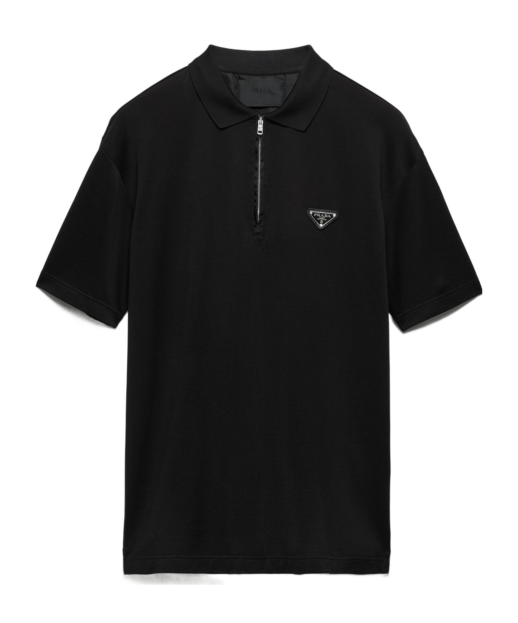 Shop Prada Piqué Polo Shirt With Re-nylon Details In Black