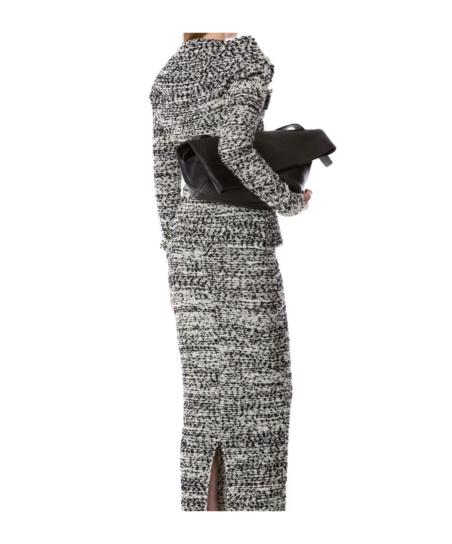 Alberta Ferretti Cross-neck Knit Jacket In Bouclé Wool In Gray