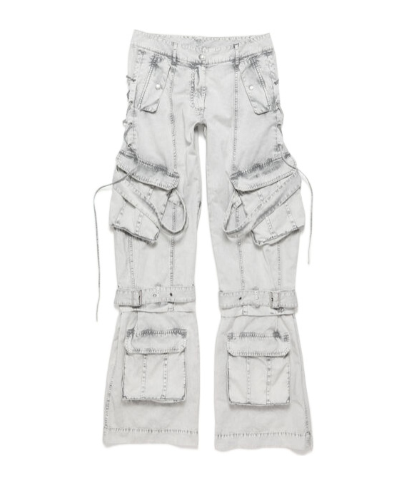 Acne Studios Cotton Cargo Trousers Dusty White In Grey