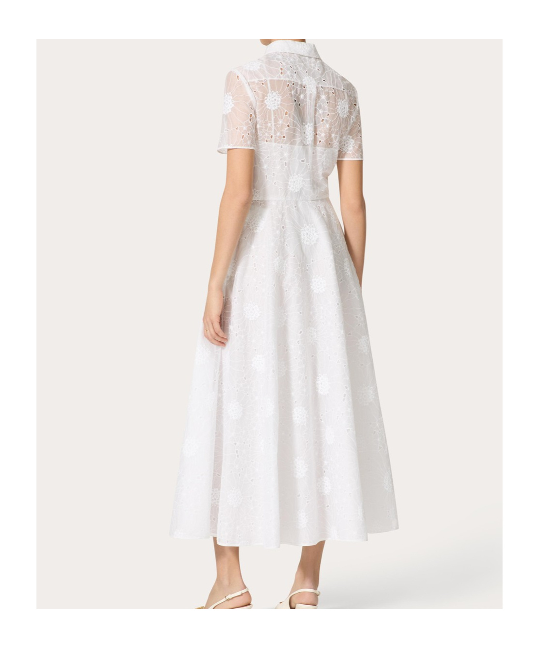 Valentino Broderie-anglaise Midi Dress In Ivory