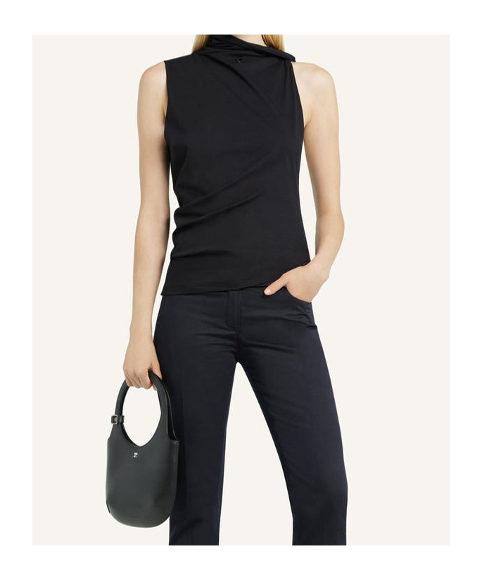 Courrèges Asymmetric Sleeveless Fitted Stretch Top In Black