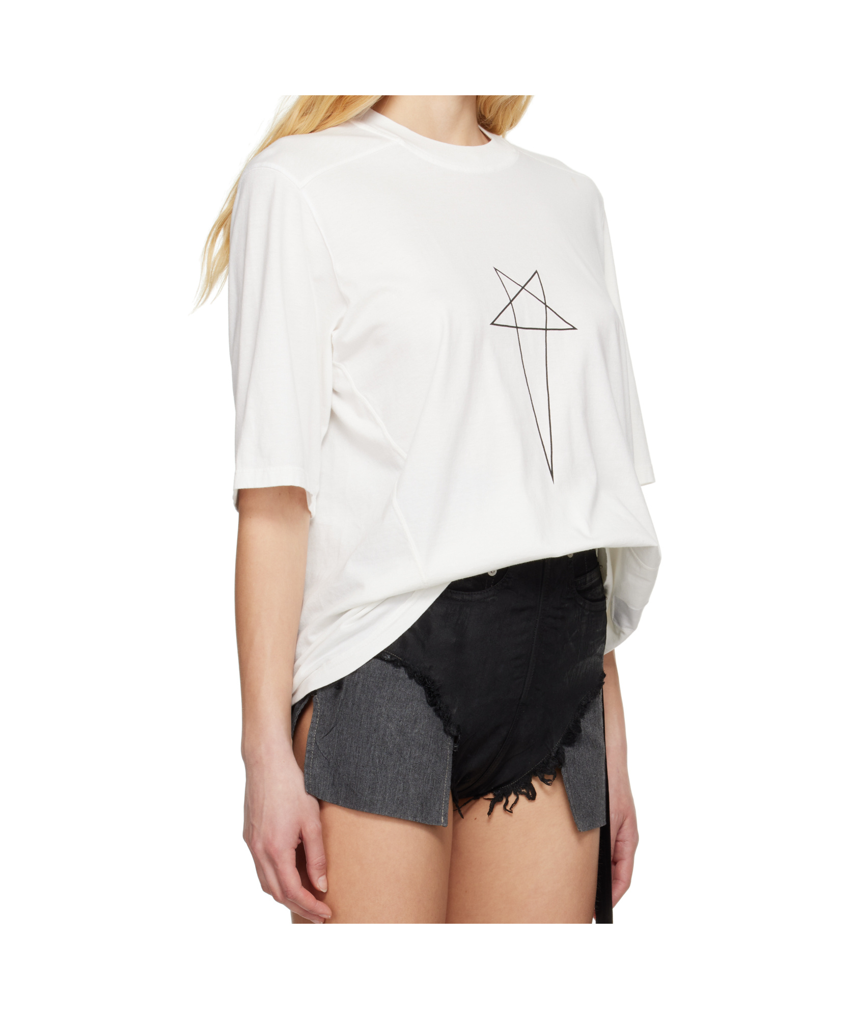 Rick Owens Drkshdw Off-white Hollywood Walrus T-shirt In White
