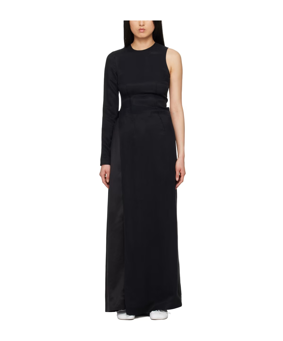 Shop Mm6 Maison Margiela Fluid Cupro Top In Black