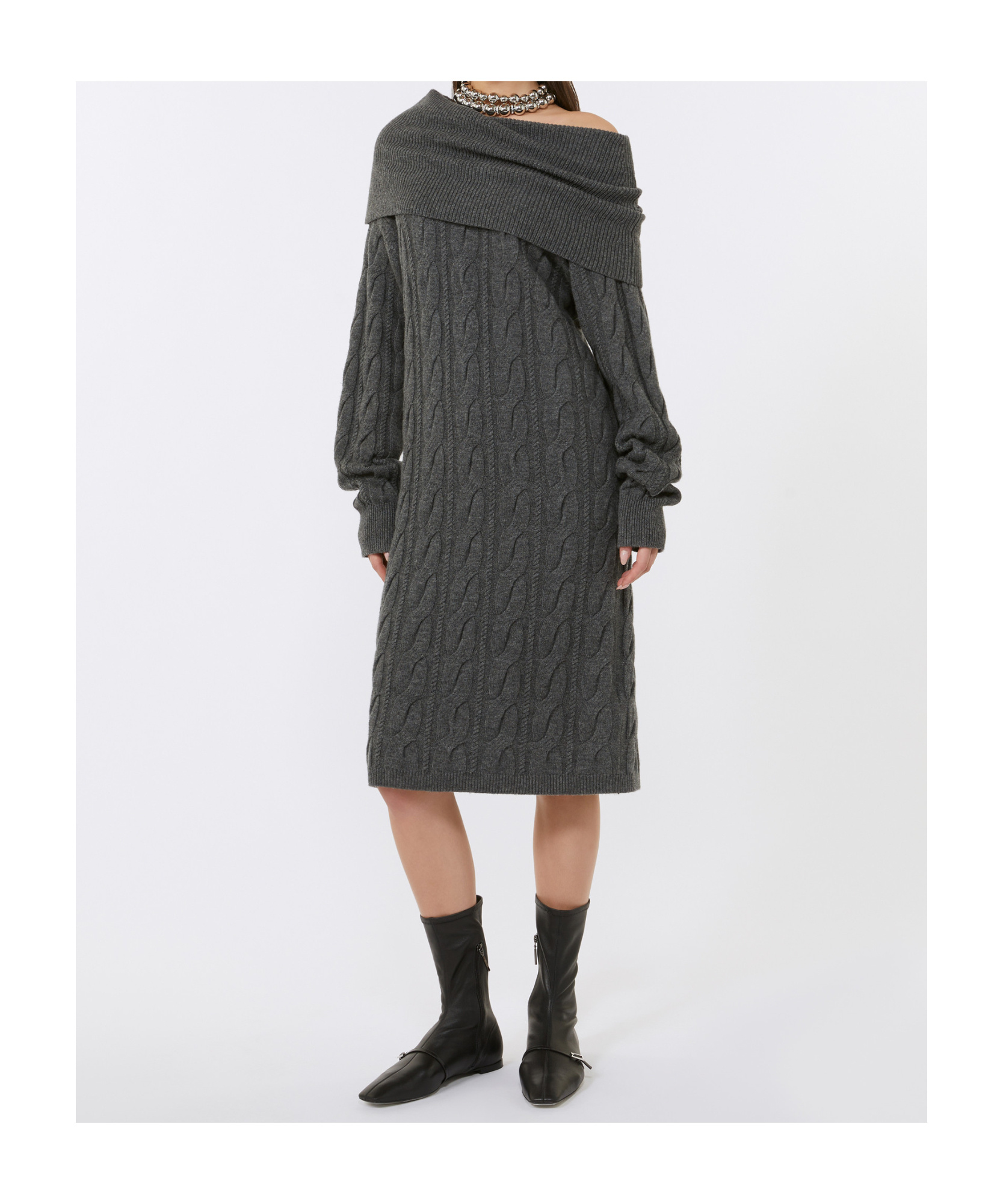 Max Mara Wool And Cashmere Dress In Gray