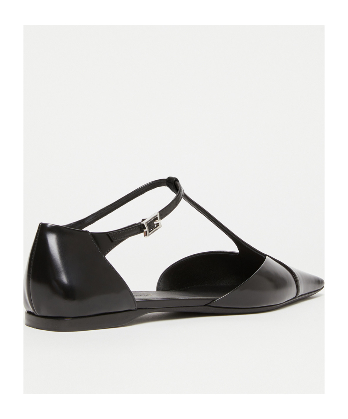 Max Mara Fsilkway Leather Ballet Flats In Black