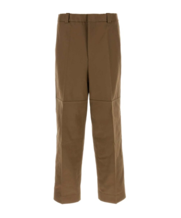 Jil Sander Twill Pant With Front Crease And Panel Detailing In Brown