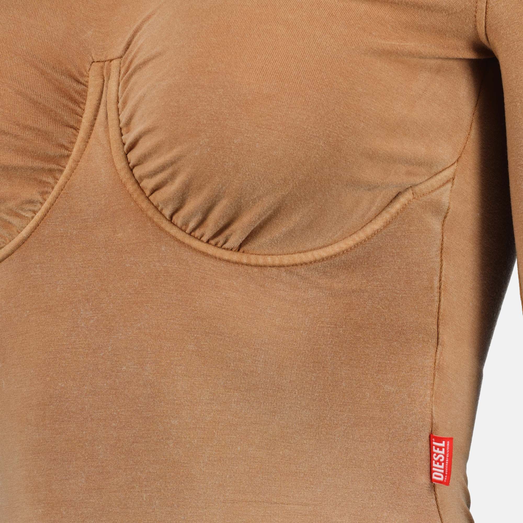 Diesel Long Sleeved Bodysuit With Bra Detail In Nude
