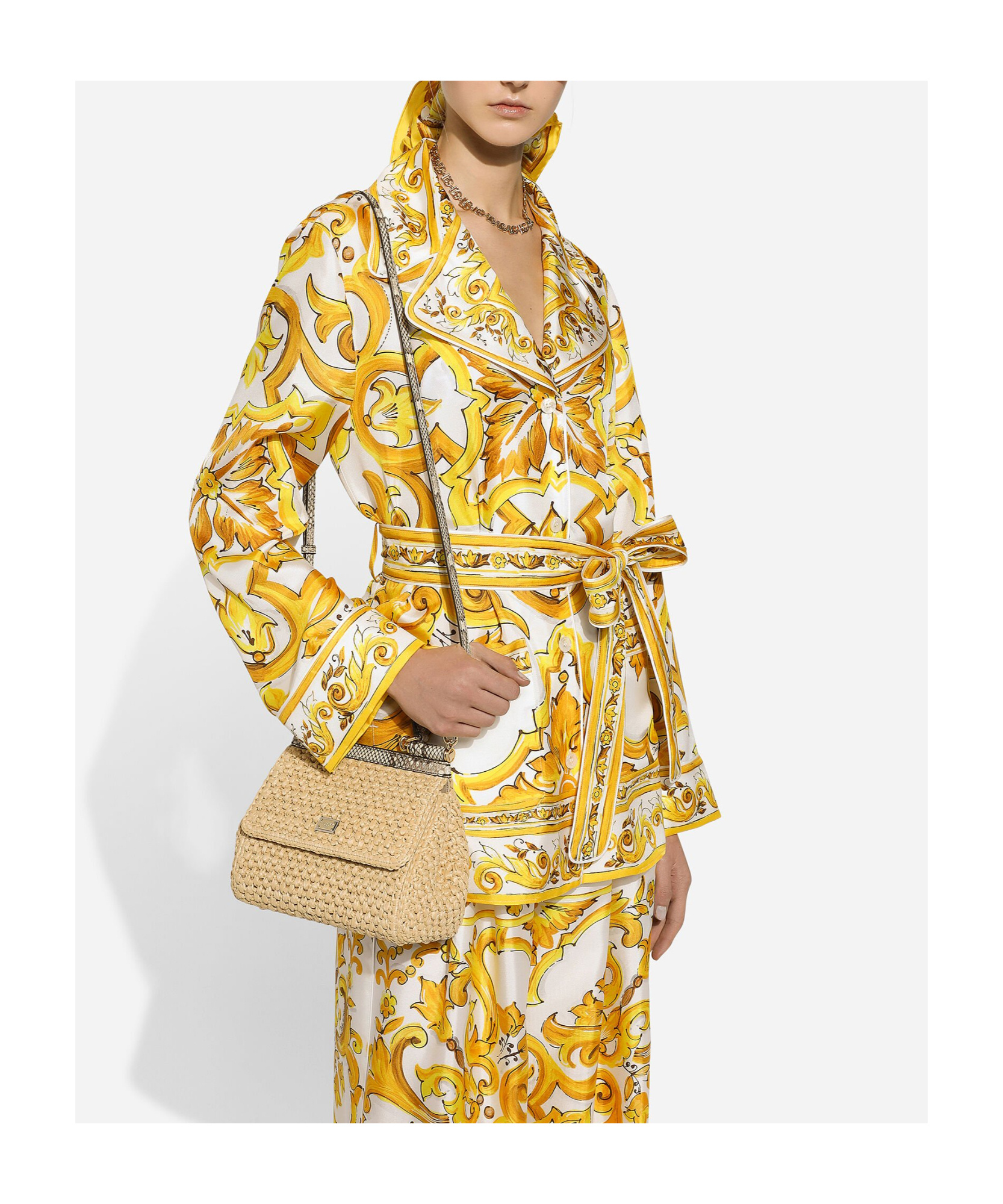 Dolce & Gabbana Medium Raffia Sicily Top-handle Bag In Nude