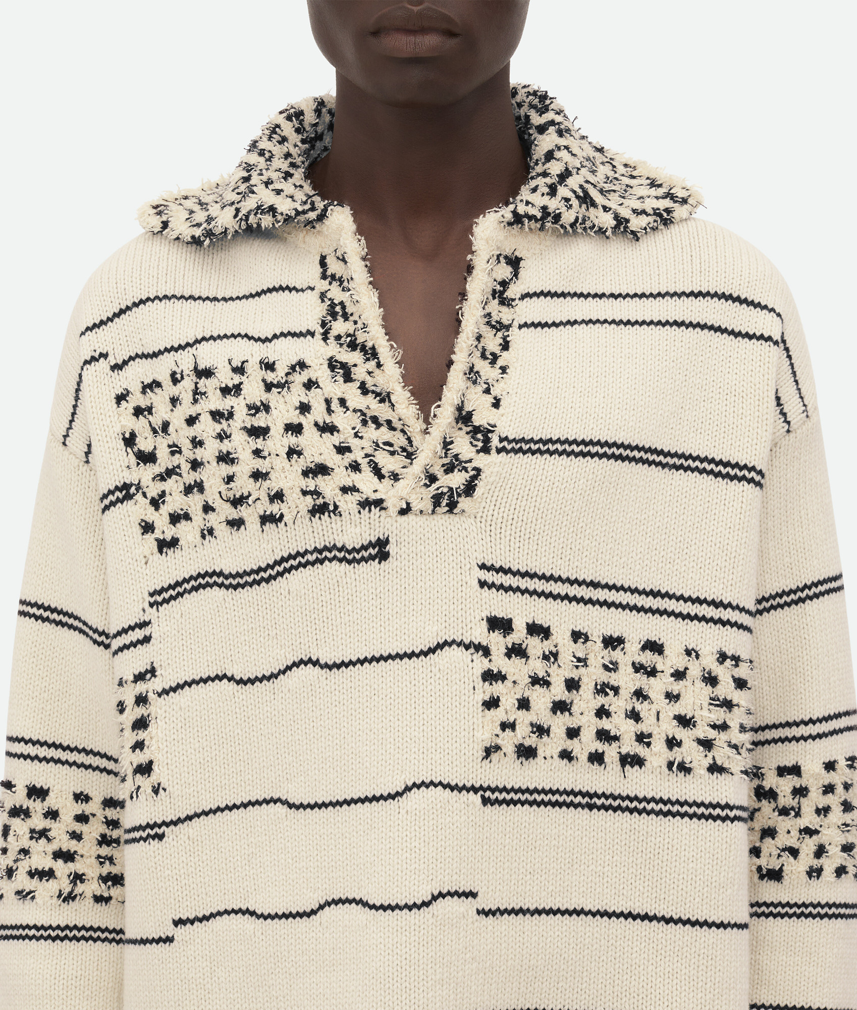 Bottega Veneta Striped Chunky-knit Jumper In Nude