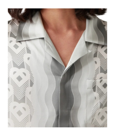 Casablanca Gradient Heart Monogram Bowling Shirt In White