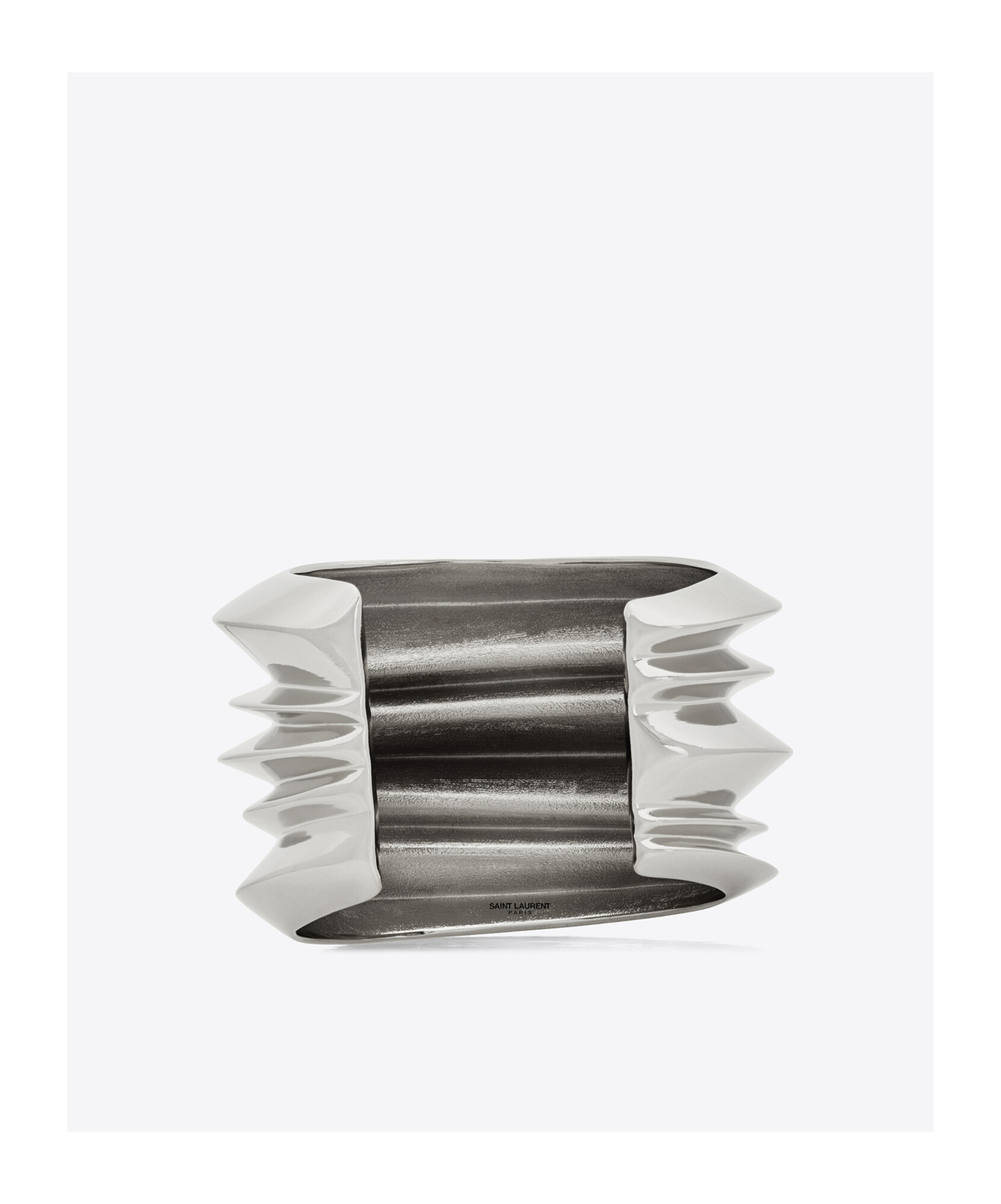 Saint Laurent Laminated C-shaped Bracelet In Gray