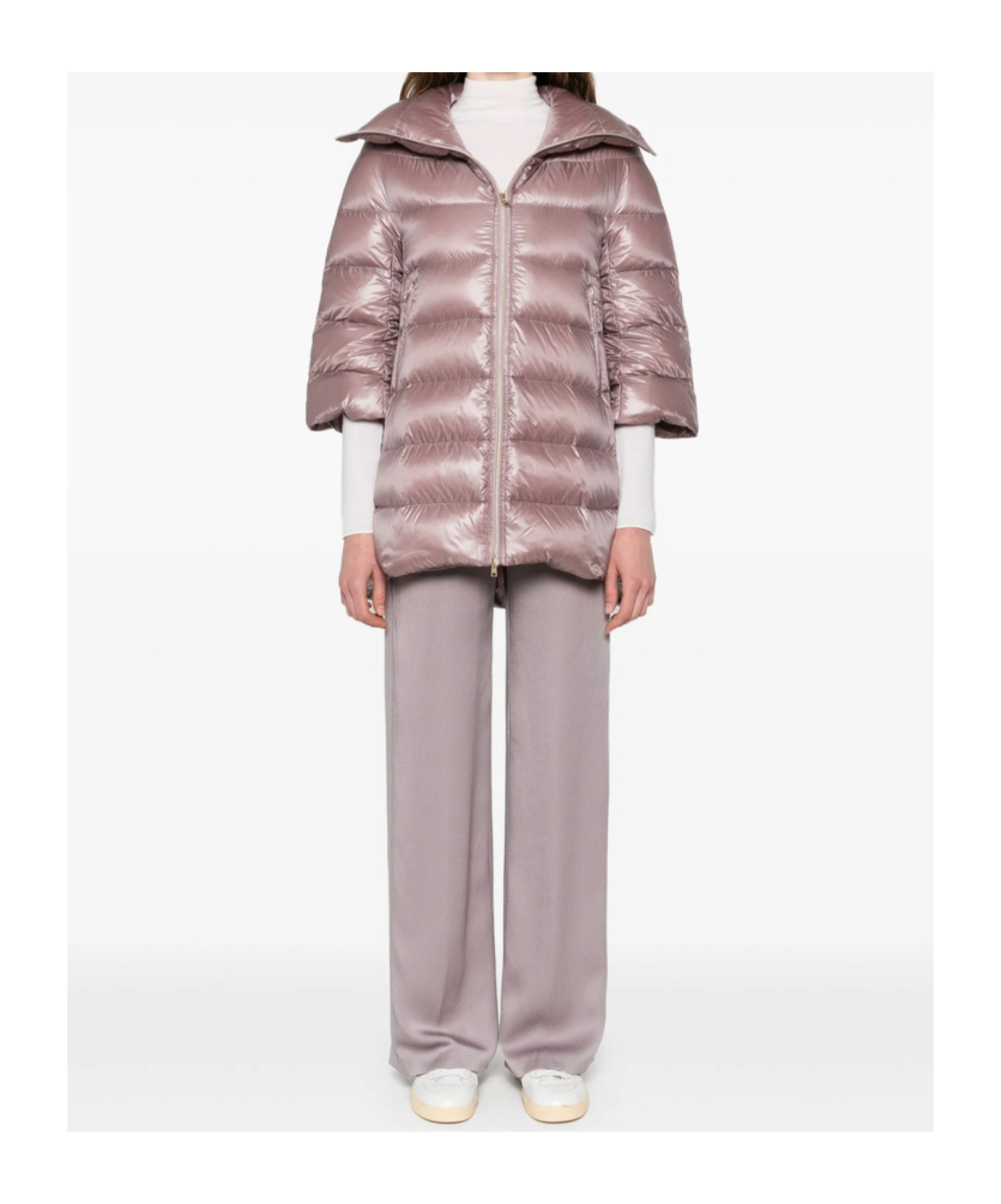 Herno Zippered Quilted Down Jacket In Pink