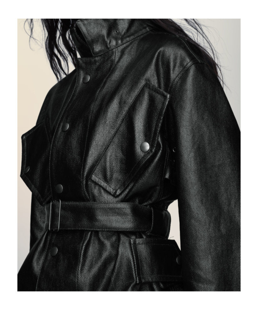 Maison Margiela Womens Black Belted Regular-fit Coated-cotton Jacket In Black