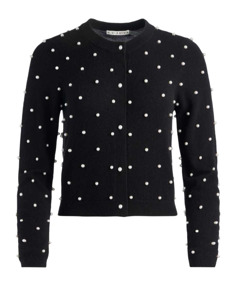 Alice And Olivia Embellished Cardigan In Black