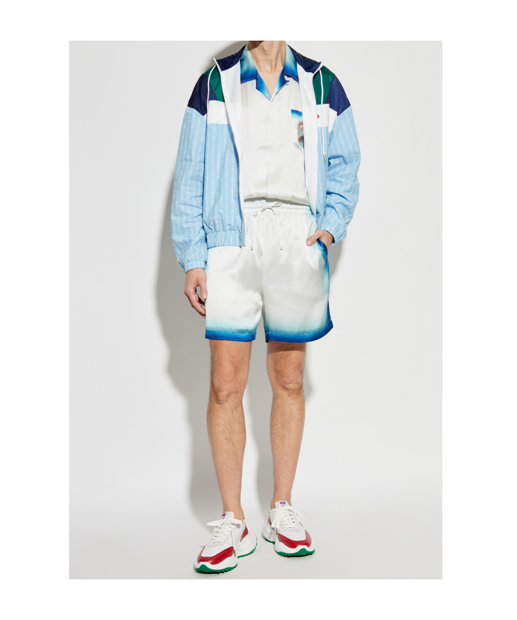 Casablanca Pinstripe Laurel Zip-up Track Jacket In Blue