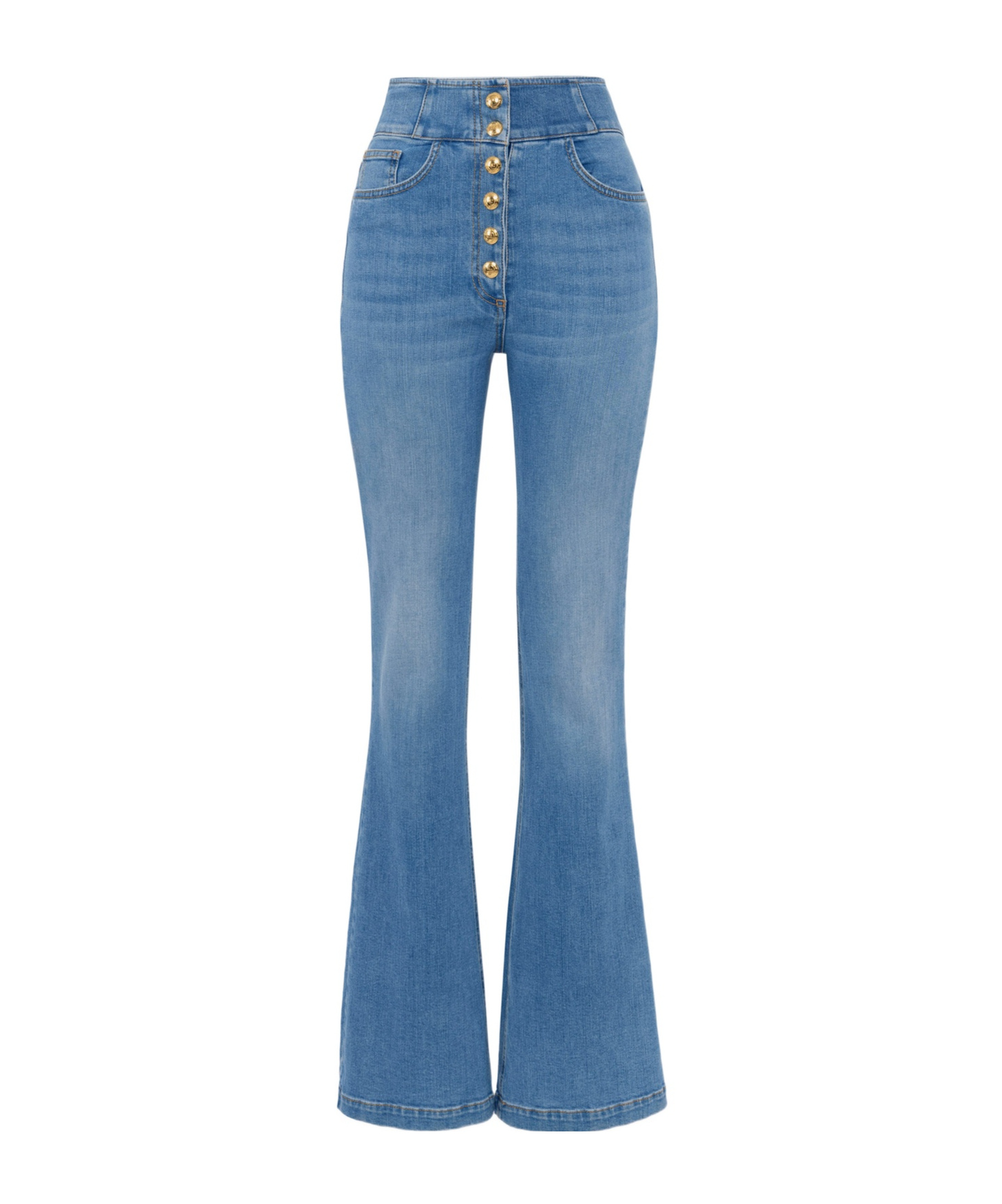 Elisabetta Franchi Logo-button Flared Jeans In Blue