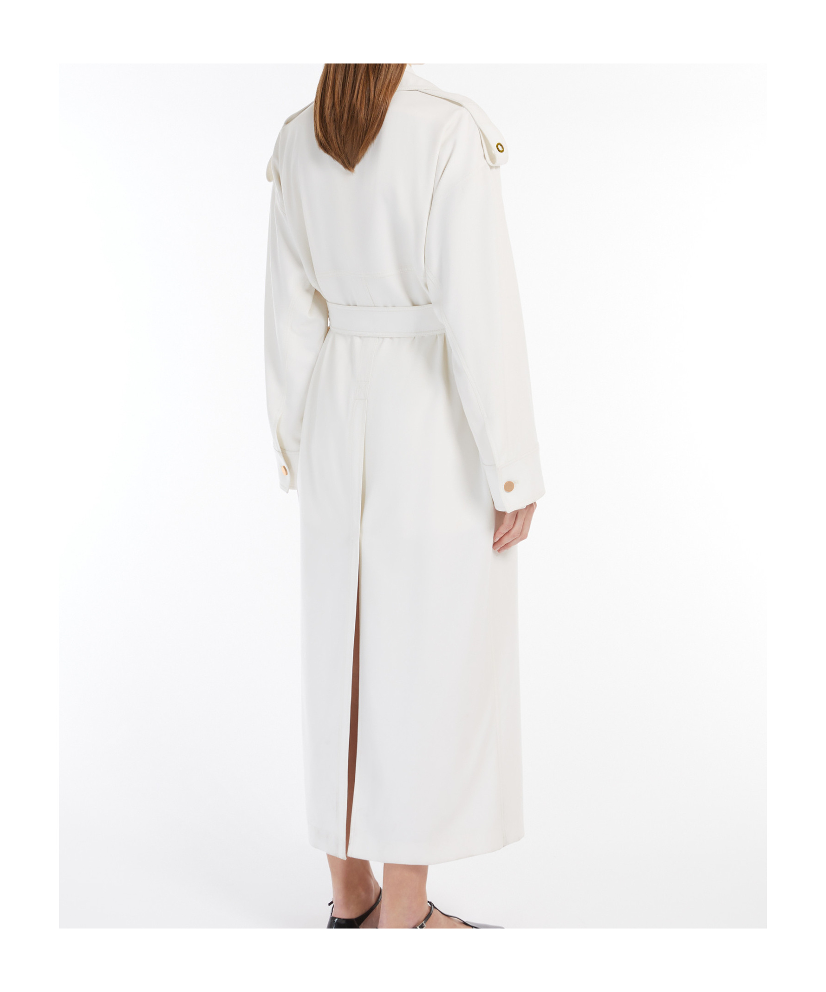 Shop Max Mara Double-breasted Wool Trench Coat In White