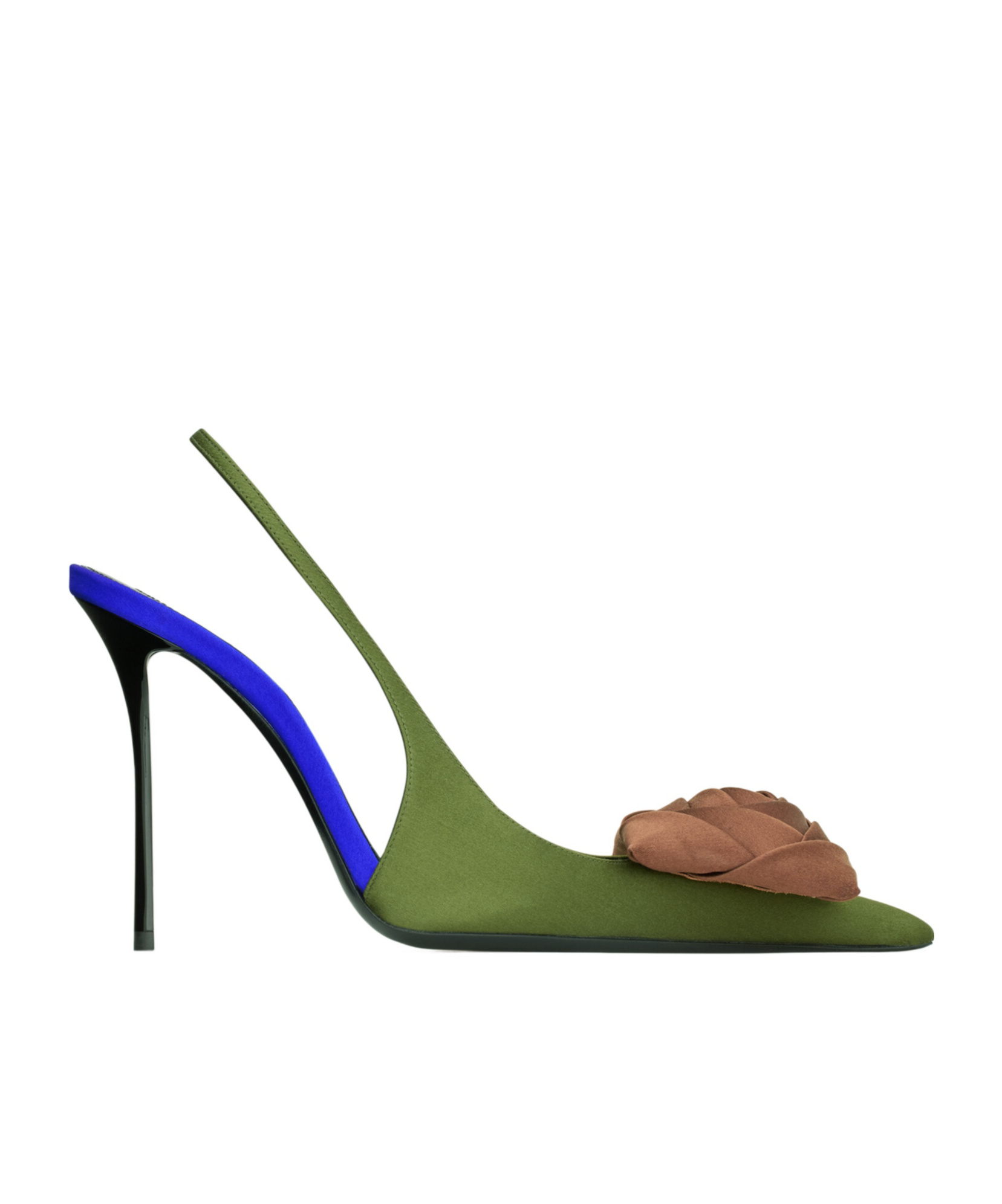 Saint Laurent Pointed High-heeled Sandals In Green