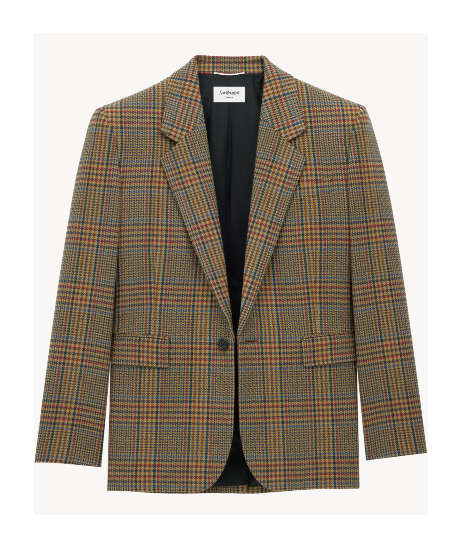 Saint Laurent Jacket In Prince Of Wales Wool In Multi