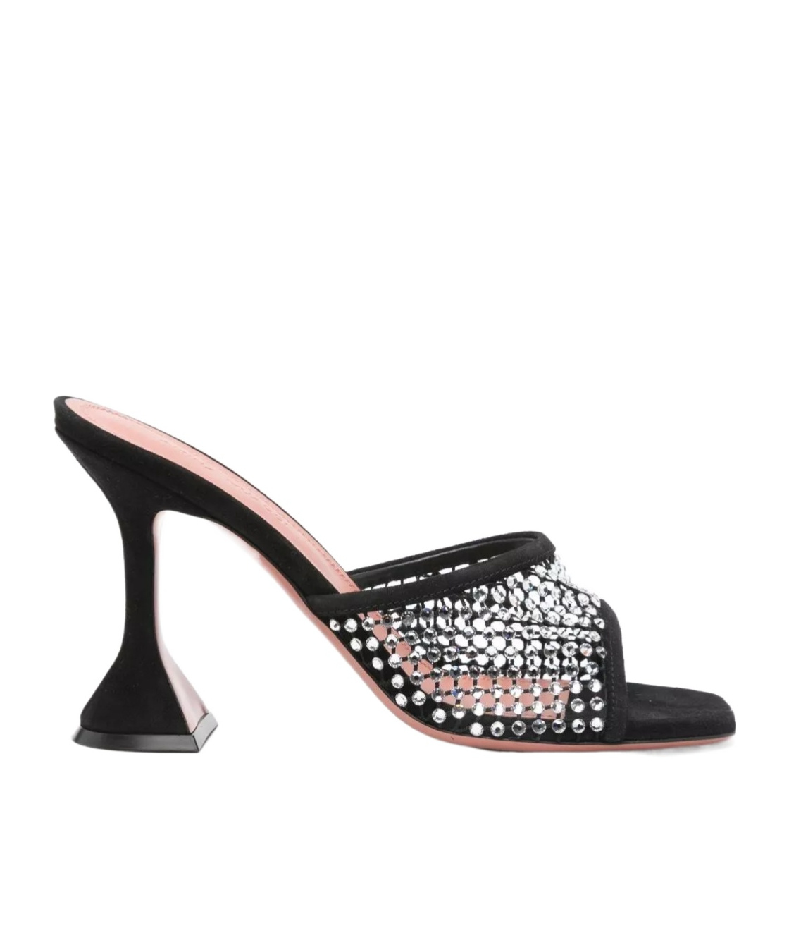 Amina Muaddi Black Slip On Heels In Black