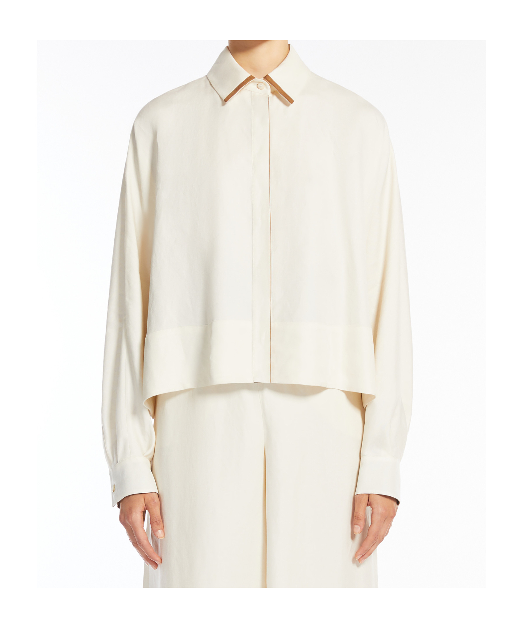 Max Mara Lapel Long Sleeve Shirt In White