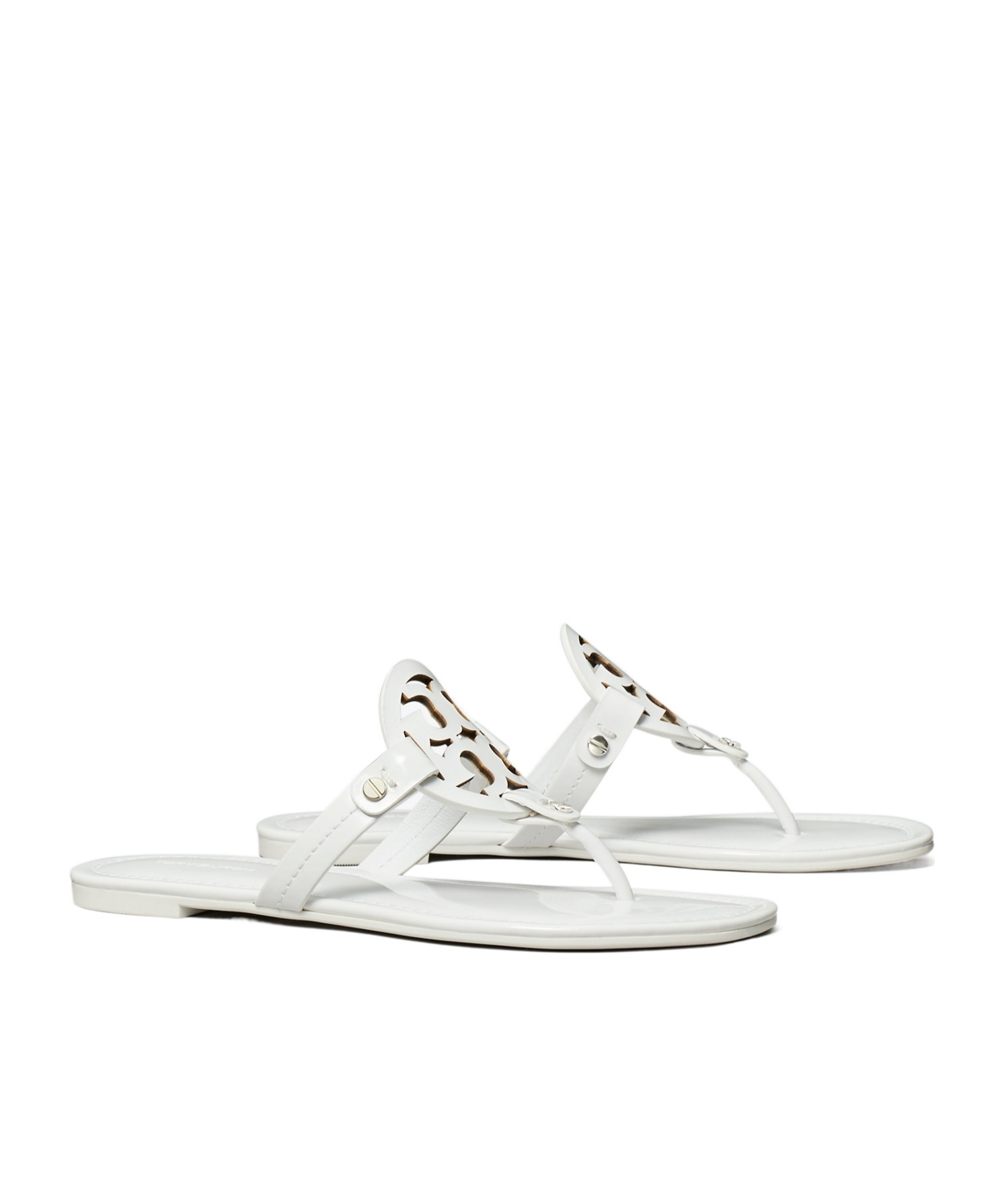 Tory Burch Miller Cut-out Leather Flip-flops In White