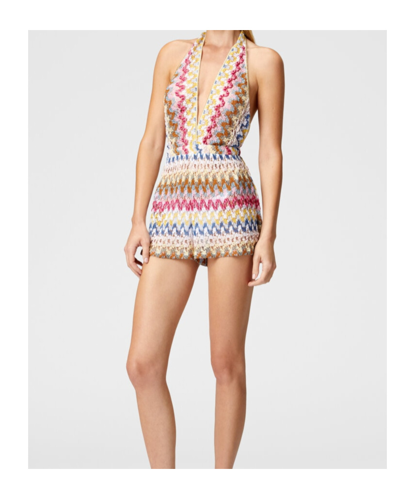 Shop Missoni Zigzag-woven Playsuit In Multicolor