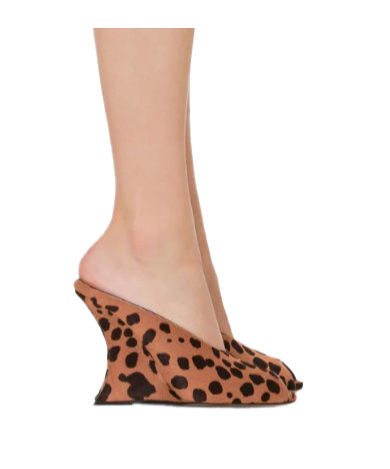 Paris Texas Open-toe Sabots In Caramel And Dark Brown Printed Cowhide In Pink