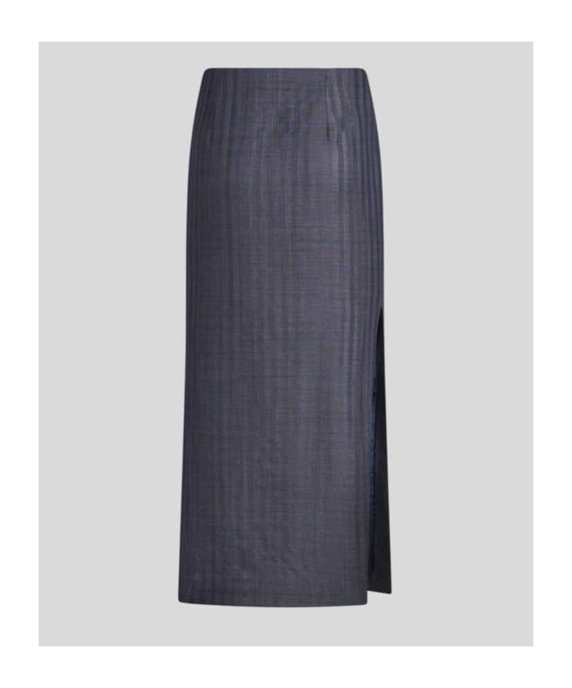 Etro Elegant Blue Midi Skirt With Stylish Side Openings In Black