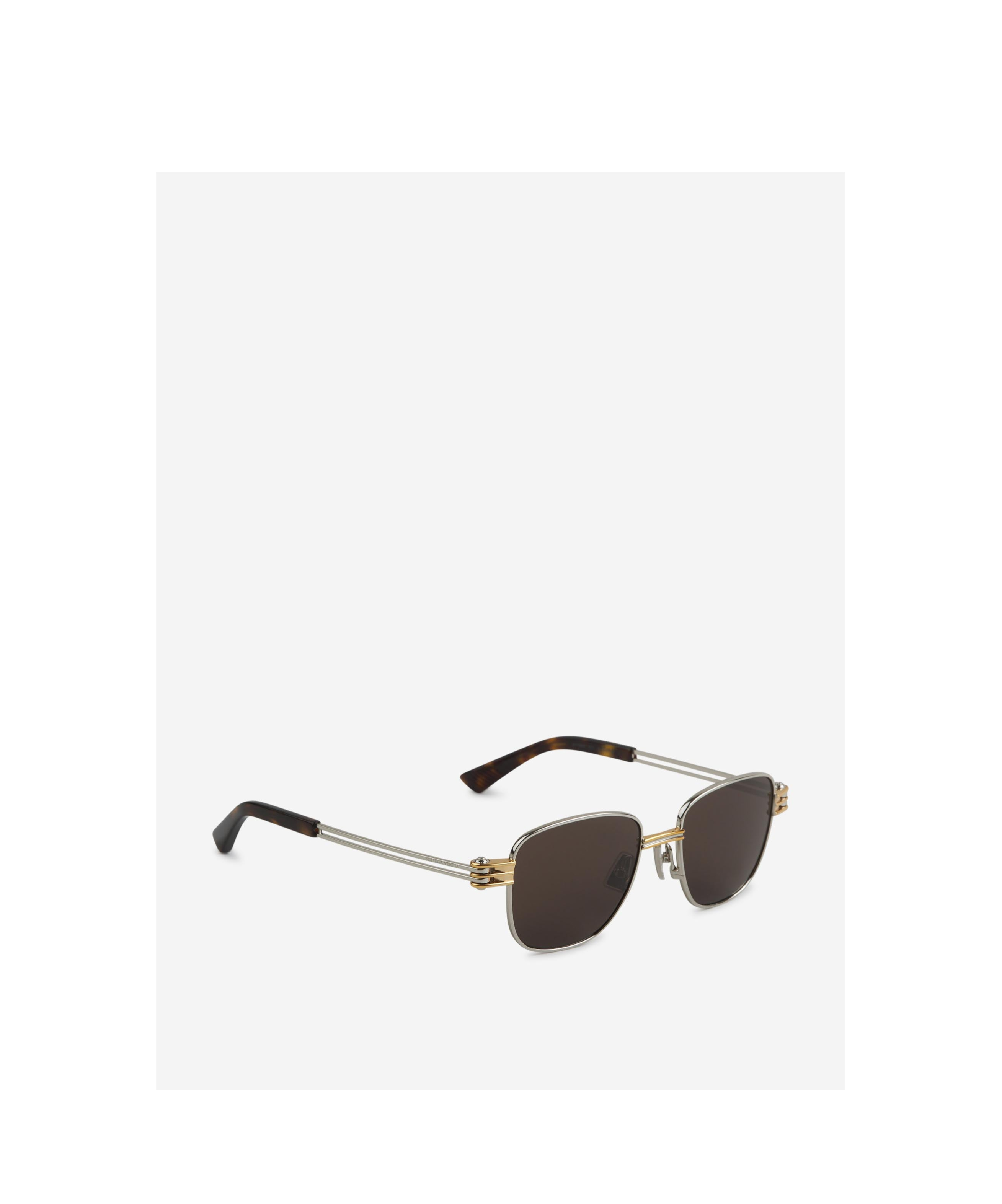 Bottega Veneta Rectangle Metal Sunglasses In Brown
