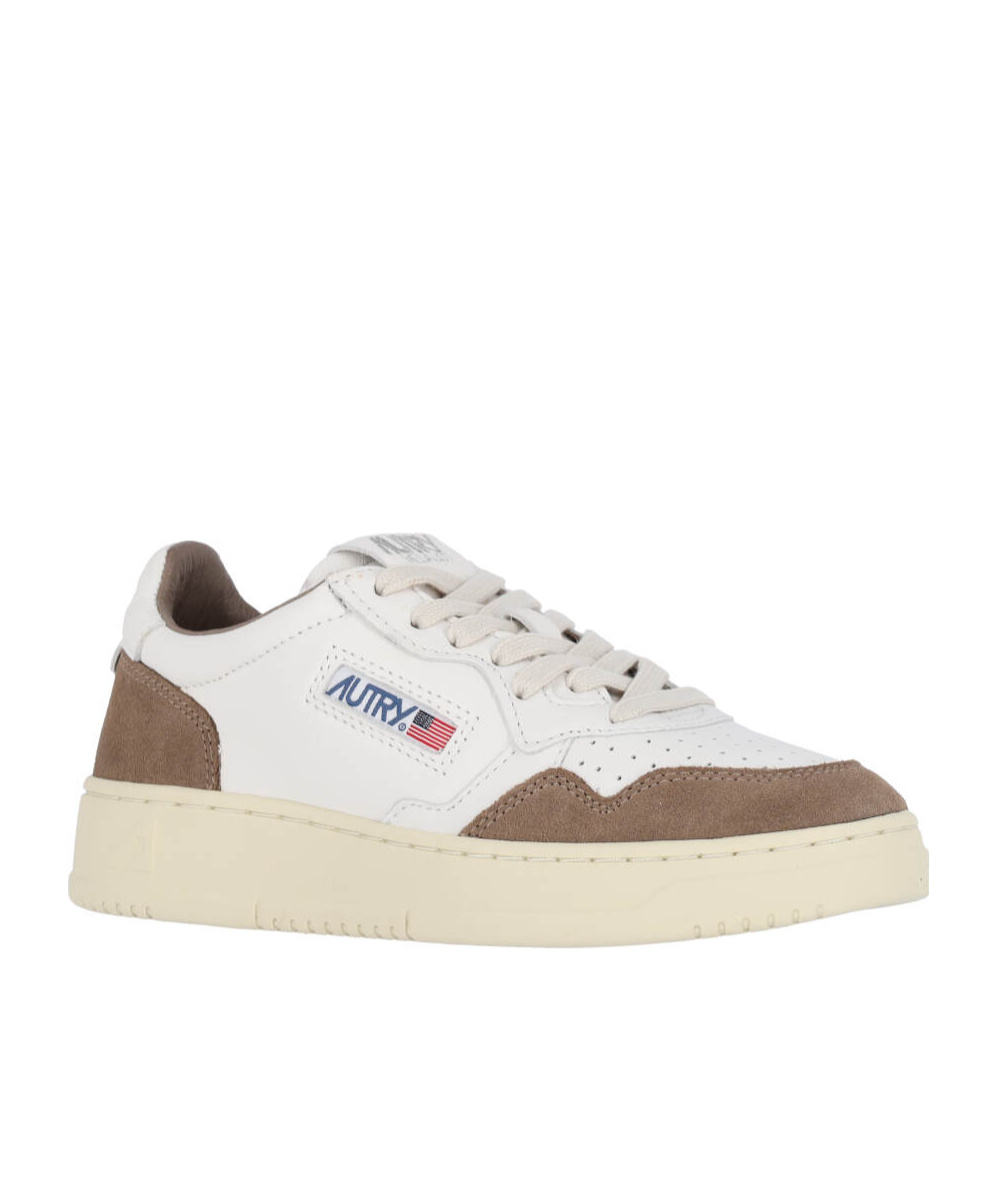 Autry Low Sneaker With Contrast Panels And Perforated Detailing In White