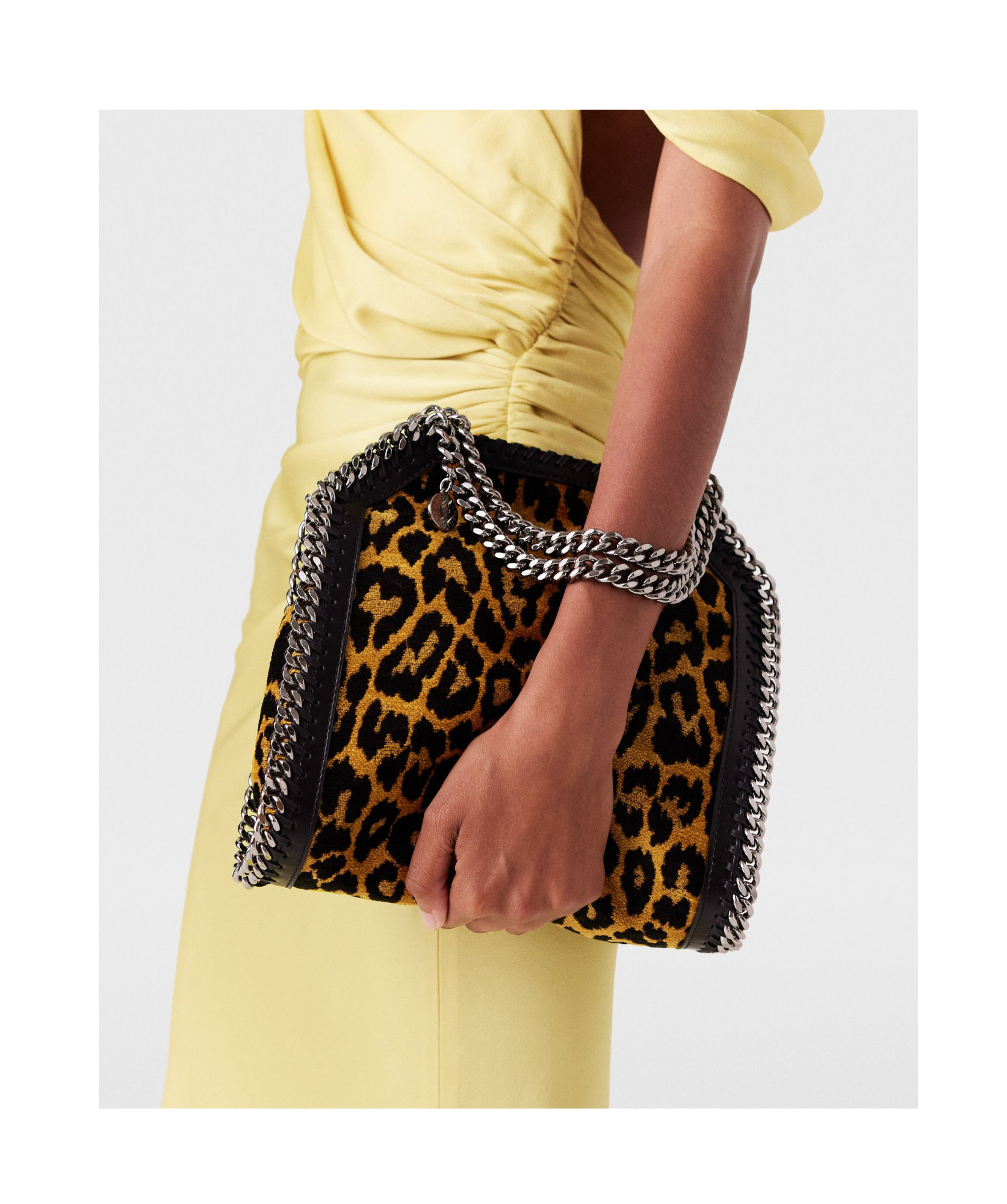 Stella Mccartney Leopard Print Falabella Mini Tote In Black