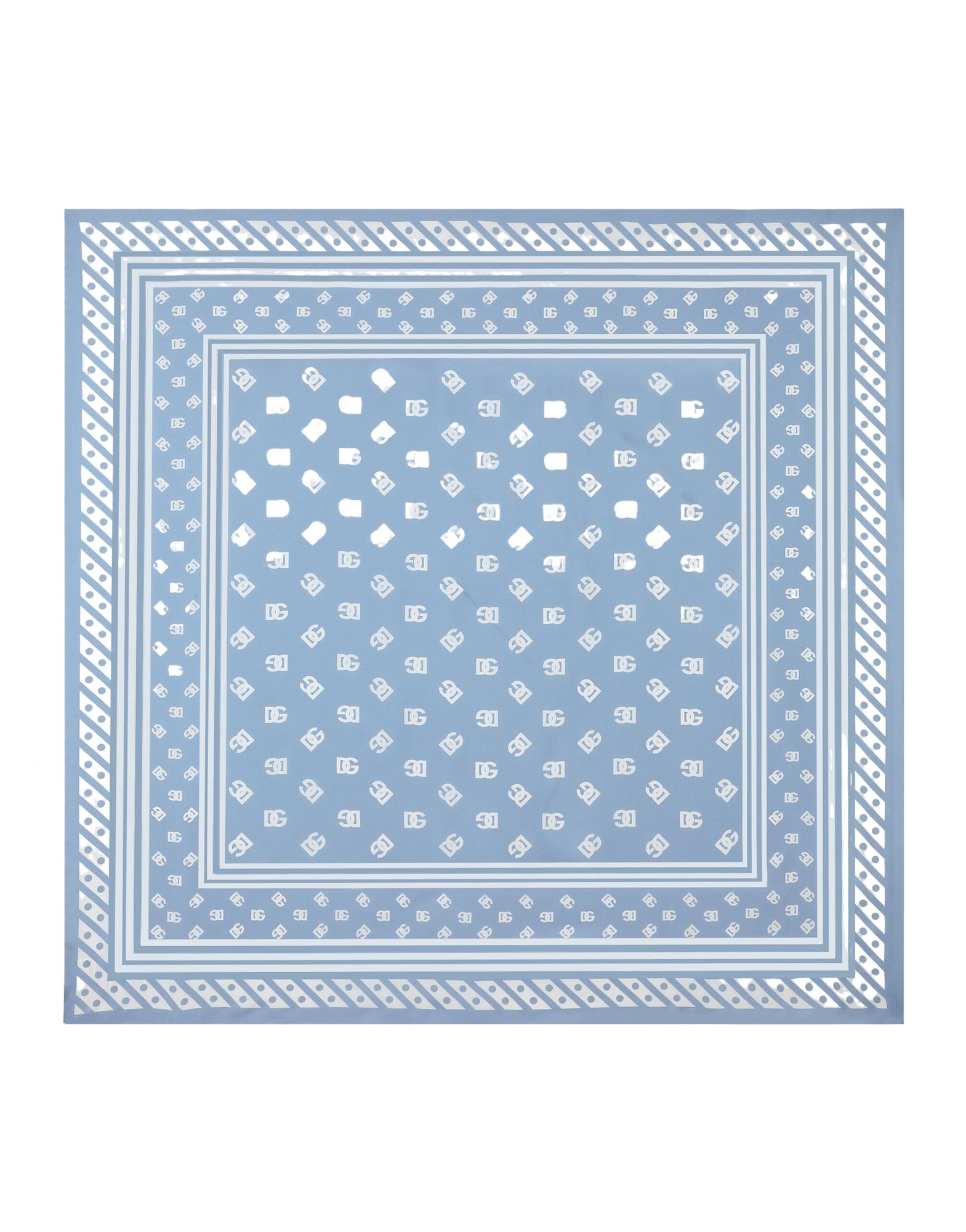 Dolce & Gabbana Silk Twill Foulard With All-over Dg Logo Print (90x90) In Blue