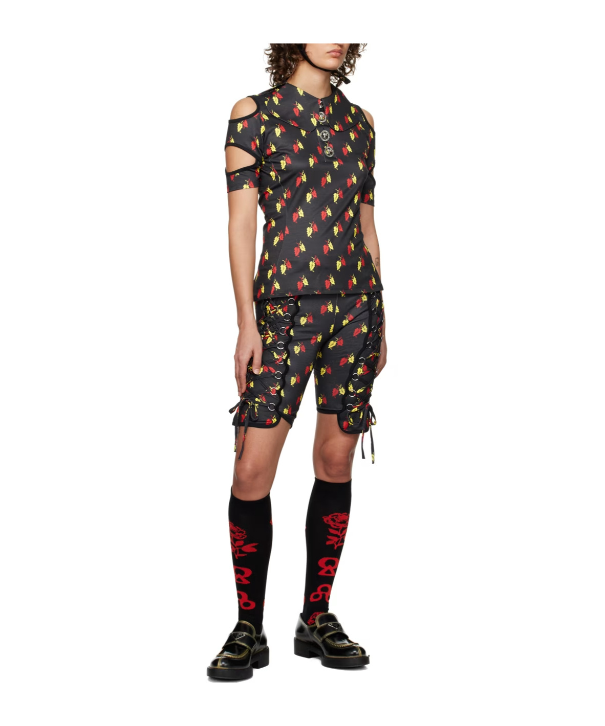 Chopova Lowena Rattler Leaf Polo Shirt In Black