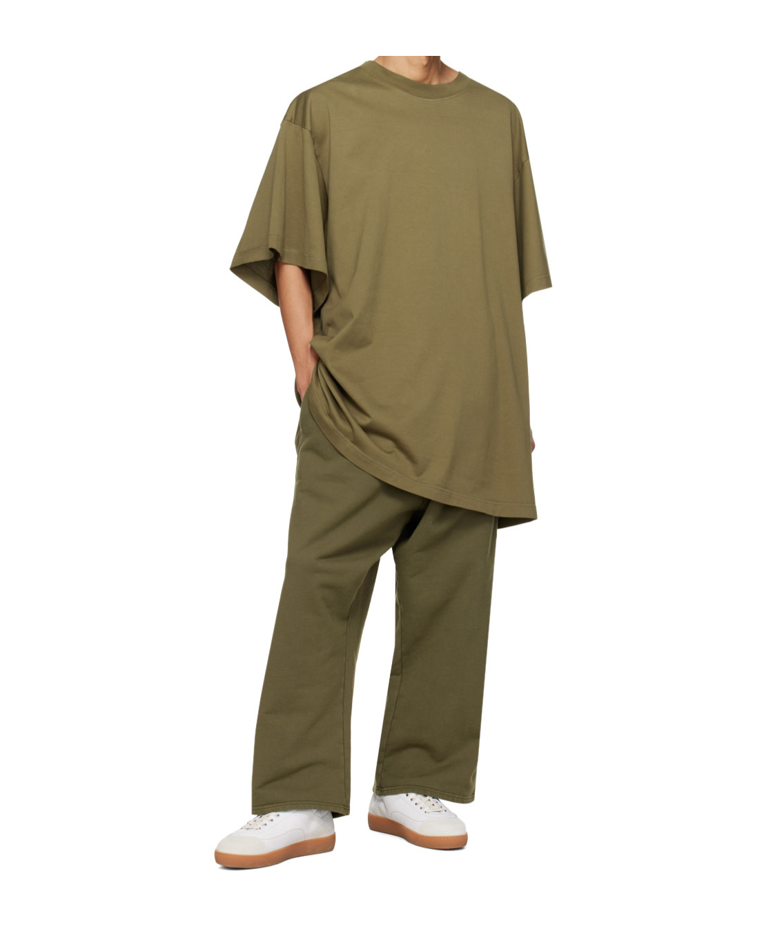 Hed Mayner Elastic Waist Casual Pants In Green