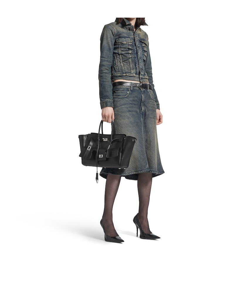 Balenciaga Women's Ruched Denim Jacket In Blue In Blue