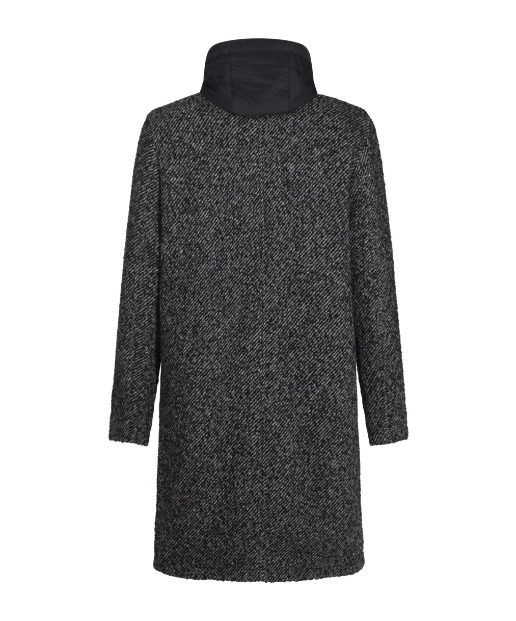 Herno Men's Black Bouclã© Coat With Hood In Black