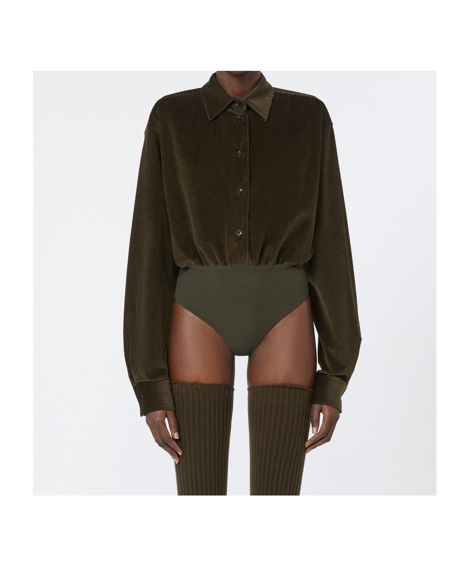 Max Mara Velvet Bodysuit Tulle Thong In Brown