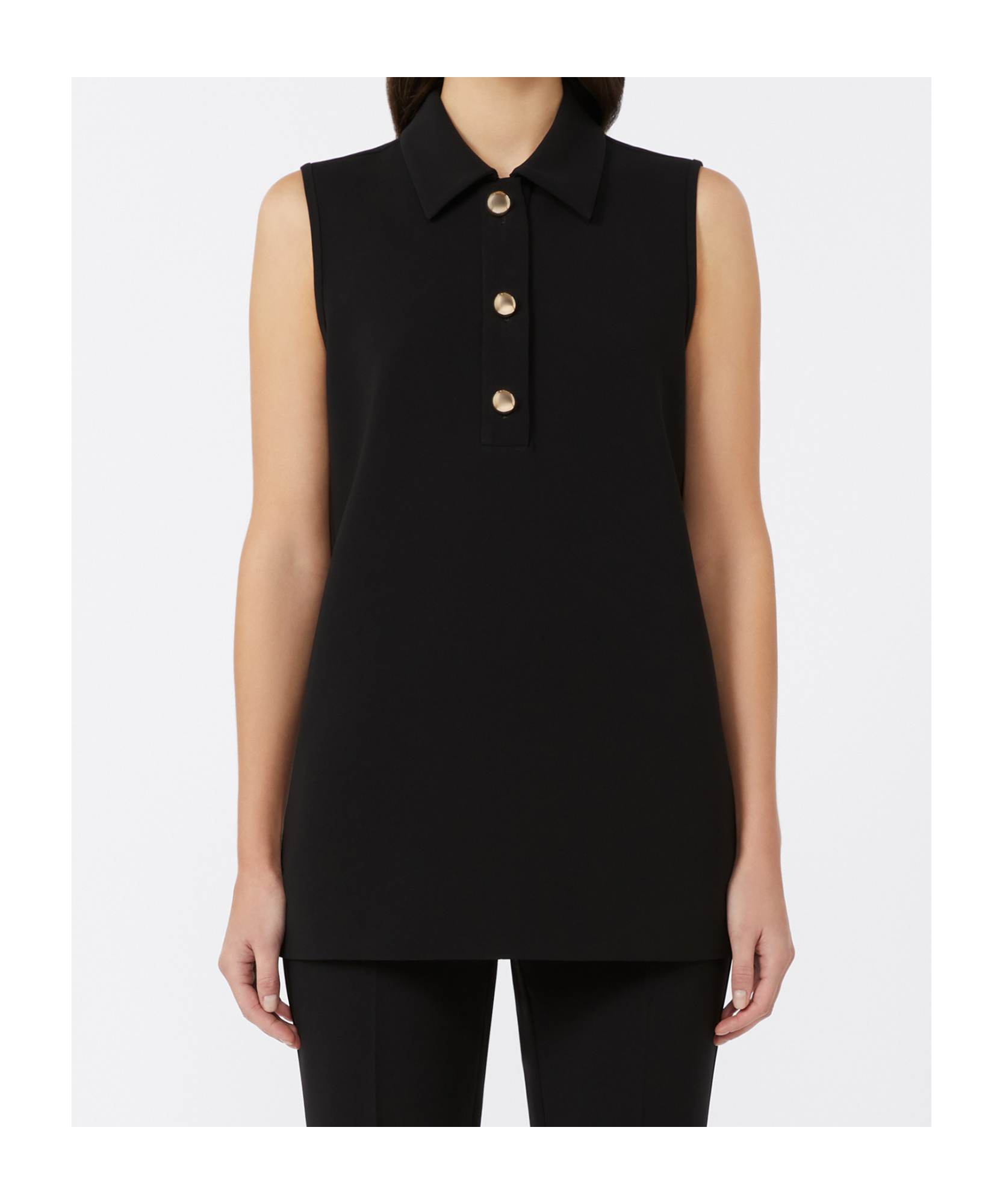 Max Mara Cady Polo-style Blouse In Black