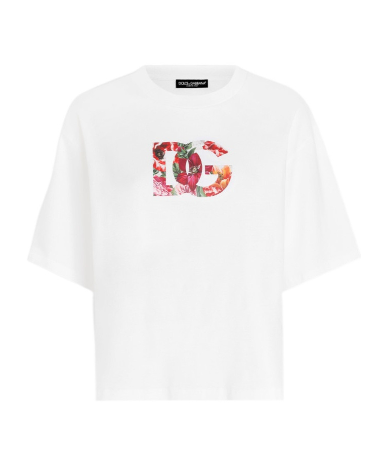 Dolce & Gabbana Short Sleeve Floral Logo T-shirt In Multi